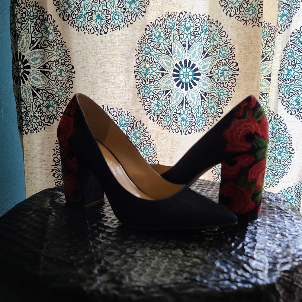 Blue Jean with Flowers Heels